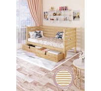 Односпальная тахта Solarius из массива сосны, с ортопедическим основанием и высокими бортиками, 90x170 см, габариты 100x180 см, с двумя выкатными ящиками, венге tahta-spin90-170ven-orto-2yash