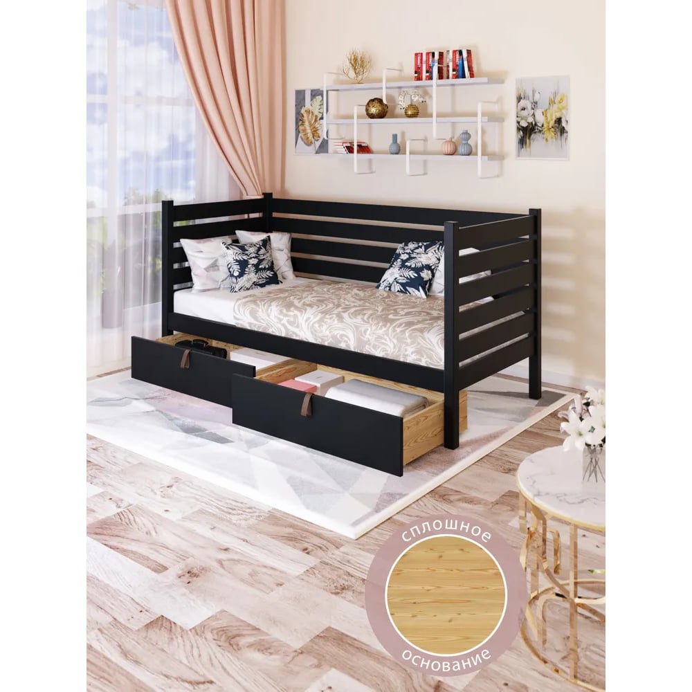 Односпальная тахта Solarius из массива сосны, со сплошным основанием ...