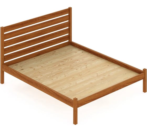 Односпальная кровать Solarius Классика из массива сосны, со сплошным основанием и высокой спинкой, ольха, 100x200 см klas-spin100olha-full 1