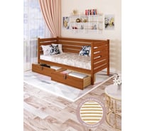 Односпальная тахта Solarius из массива сосны, с реечным основанием и высокими бортиками, 90x170 см, габариты 100x180 см, с двумя выкатными ящиками, ольха tahta-spin90-170olha-2yash