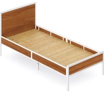 Односпальная кровать Solarius Лофт Компакт со сплошным основанием, ольха с белым металлическим каркасом, 100x200 см KOMP100loft-olha-white-full