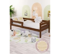 Односпальная кровать Solarius подростковая, из массива сосны, с реечным основанием, 200x70 см, габариты 210x80 см, темный дуб det70-200temd