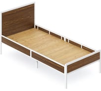 Односпальная кровать Solarius Лофт Компакт со сплошным основанием, темный дуб с белым металлическим каркасом, 80x200 см KOMP80loft-temd-white-full