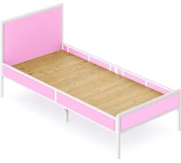 Односпальная кровать Solarius Лофт Компакт со сплошным основанием, розовый с белым металлическим каркасом, 90x200 см KOMP90loft-roz-white-full