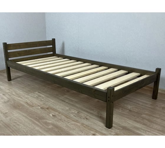 Кровать Solarius Классика лакированная, из массива сосны, с основанием, односпальная, 200x90см, венге, габариты 210x100 см 90klven 1