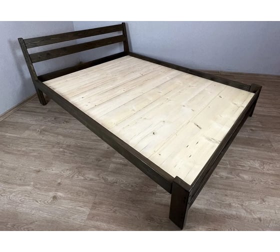 Двуспальная кровать Solarius Мишка усиленная, из массива сосны, со сплошным основанием, 200x180 см, габариты 210x190 см, венге 180mven-full 1