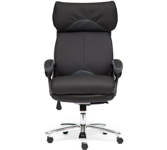 Кресло TetChair GRAND кожа + кожзам/ткань черный/серый-12 12461