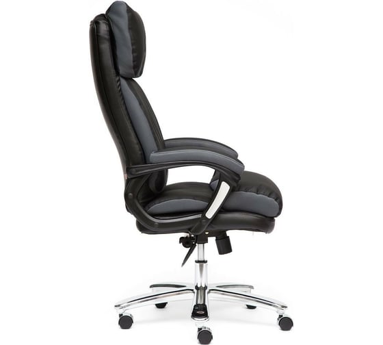 Кресло TetChair GRAND кожа + кожзам/ткань черный/серый-12 12461