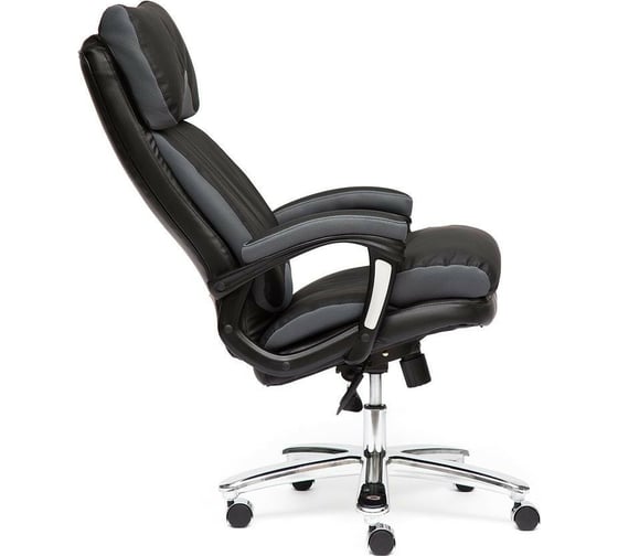 Кресло TetChair GRAND кожа + кожзам/ткань черный/серый-12 12461