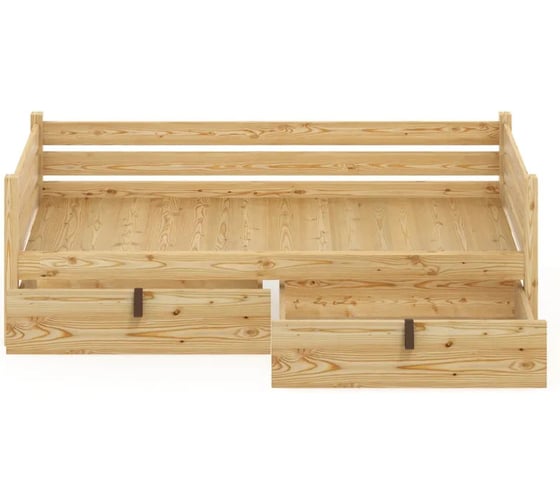 Односпальная тахта Solarius из массива сосны, со сплошным основанием, 170x100 см, габариты 180x110 см, с двумя выкатными ящиками, без покраски tahta100-170-full-2yash 1