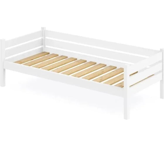 Односпальная тахта Solarius из массива сосны, с реечным основанием, 190x90 см, габариты 200x100 см, белый tahta90-190bel 1