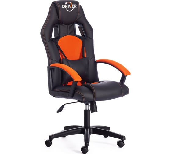 Кресло TetChair DRIVER кожзам/ткань черный/оранжевый 36-6/07 10542
