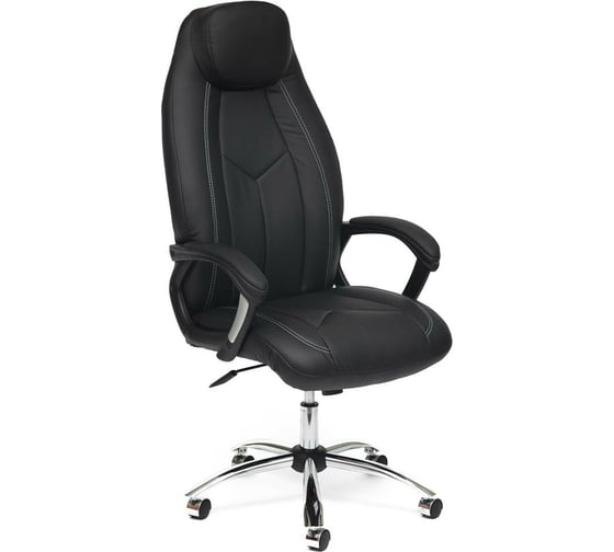Кресло TetChair BOSS хром кожзам черный/черный перфорированный 36-6/36-6/06 9159
