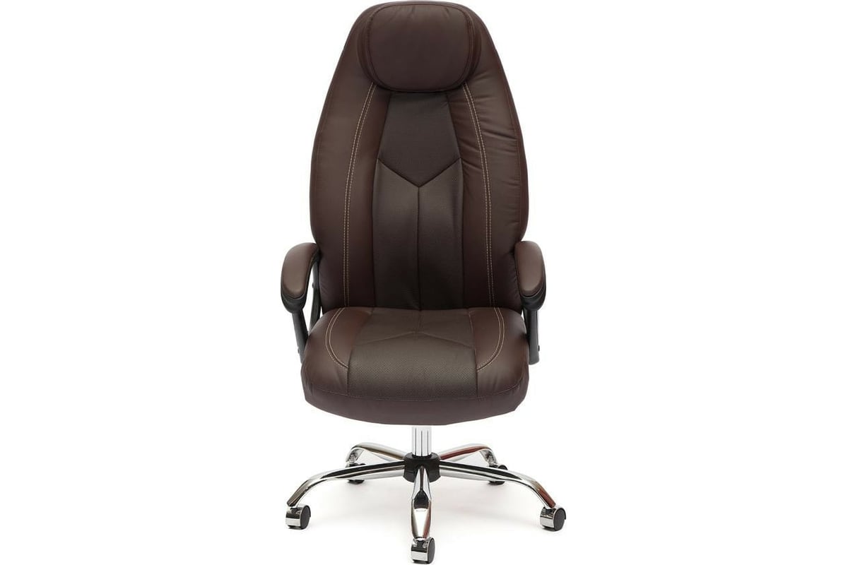Кресло TetChair BOSS хром кожзам коричневый/коричневый перфорированный ...