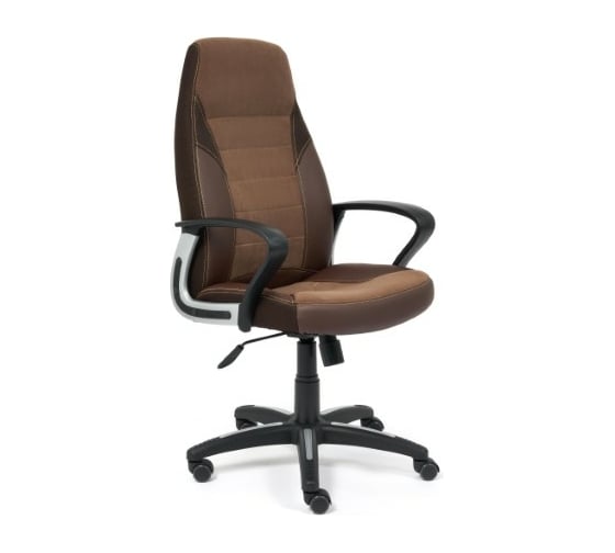 Кресло TetChair INTER кожзам/флок/ткань коричневый 36-36/6/TW-24 15028