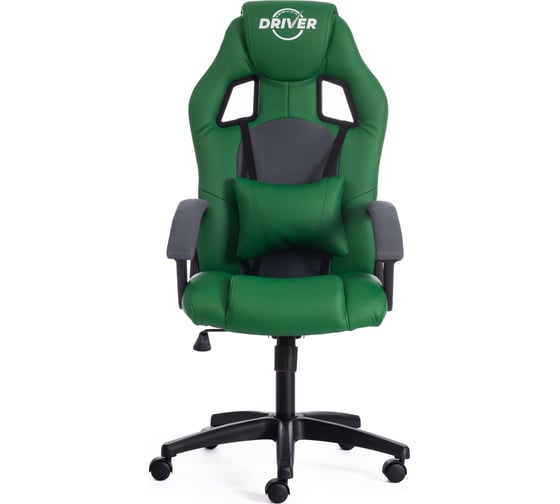 Кресло TetChair DRIVER кожзам/ткань зеленый/серый 36-001/12 12870