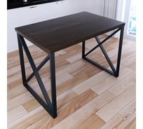 Стол кухонный Solarius Loft со столешницей цвета темного дуба из массива сосны 40 мм и черными металлическими крестообразными ножками, 140x80x75 см 702-10130