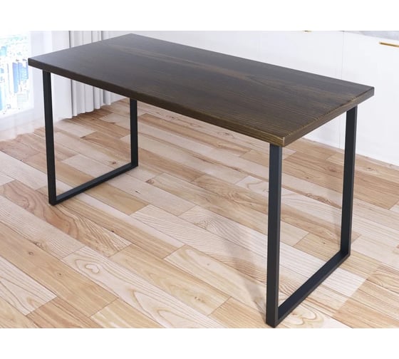 Стол кухонный Solarius Loft со столешницей цвета темного дуба из массива сосны 40 мм и черными металлическими ножками, 90x80x75 см 700-10424 1