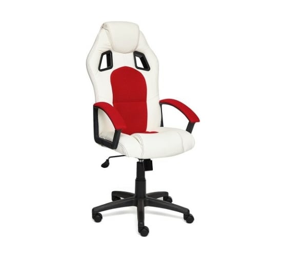 Кресло TetChair DRIVER кожзам/ткань белый/красный 36-01/08 12842