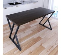 Стол кухонный Solarius Loft со столешницей цвета темного дуба из массива сосны 40 мм и черными металлическими Z-образными ножками, 110x70x75 см 703-10407