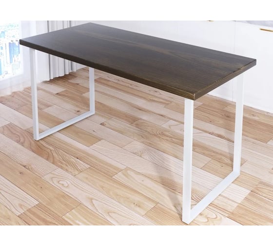 Стол кухонный Solarius Loft со столешницей цвета темного дуба из массива сосны 40 мм и белыми металлическими ножками, 90x80x75 см 700-10423 1