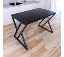Стол кухонный Solarius Loft со столешницей цвета черного оникса из массива сосны 40 мм и черными металлическими Z-образными ножками, 90x70x75 см 703-10294