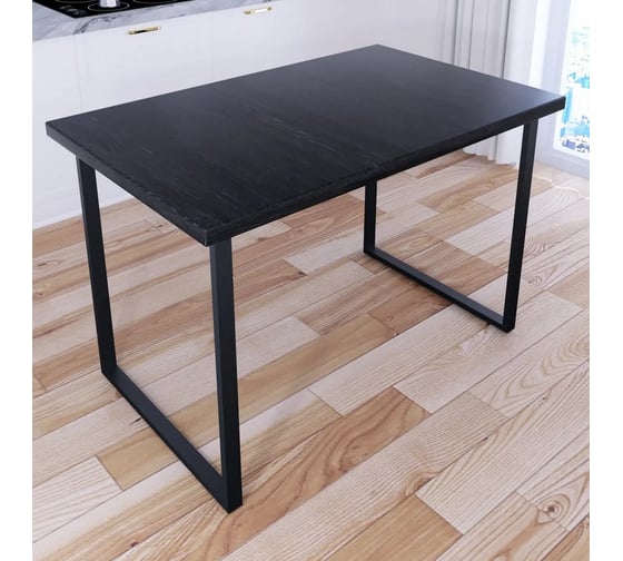 Стол кухонный Solarius Loft со столешницей цвета черного оникса из массива сосны 40 мм и черными металлическими ножками, 80x70x75 см 700-10523 1