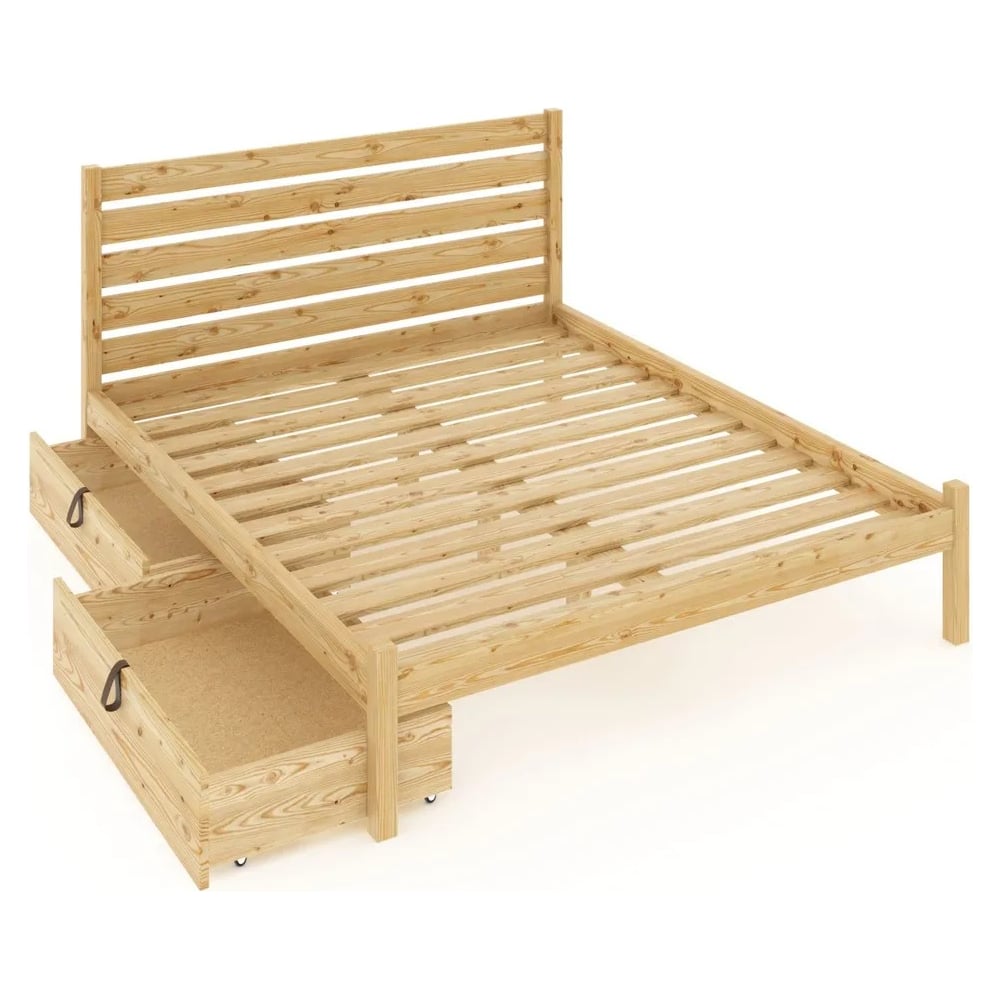 Кровать двуспальная Solarius Классика из массива сосны, с реечным ...