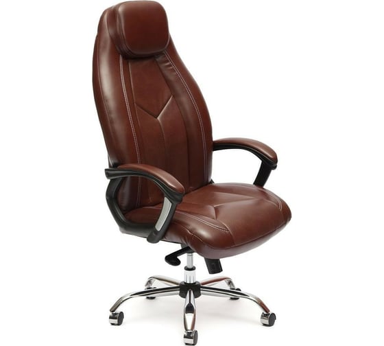 Кресло TetChair BOSS люкс хром кожзам коричневый/коричневый перфорированный 2 TONE/2 TONE /06 10539 1