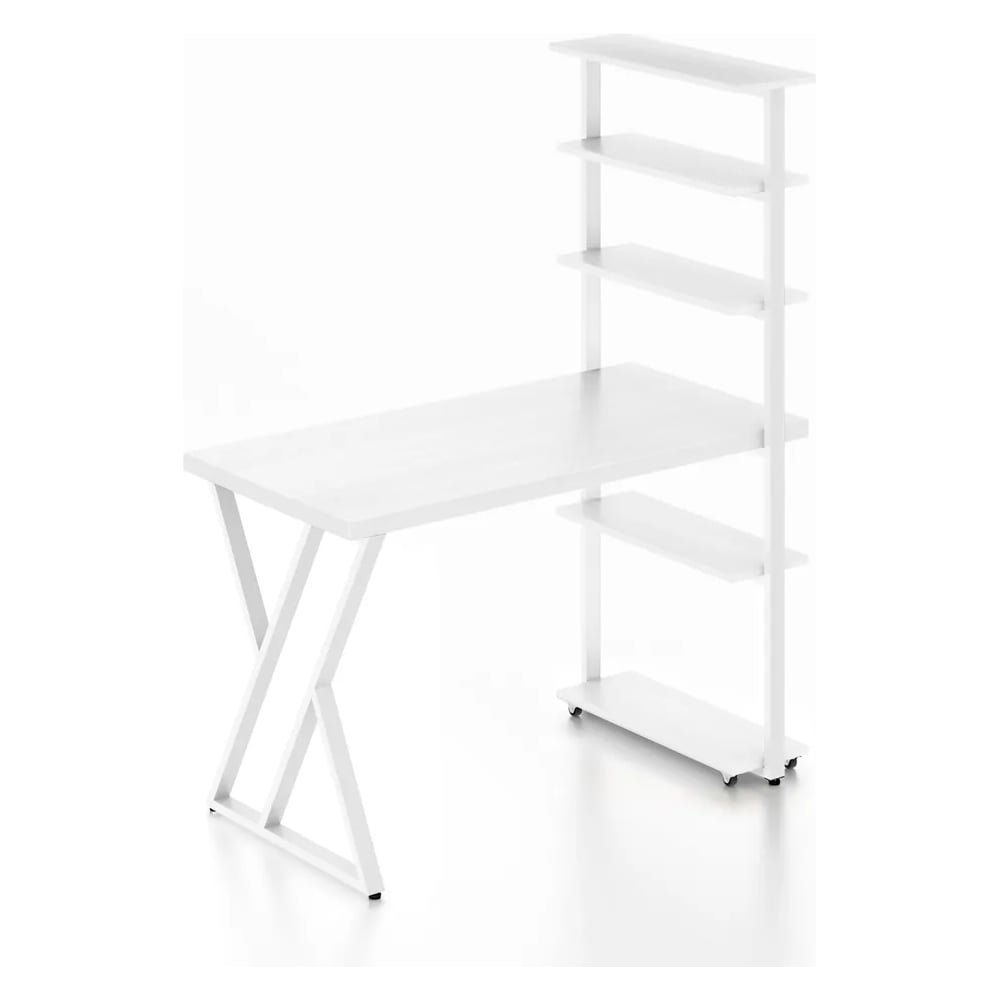 Стол компьютерный Solarius Loft с пятью полками, столешница белого ...