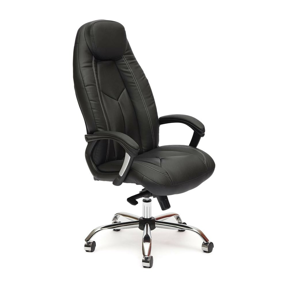 Кресло TetChair BOSS люкс хром кожзам черный/черный перфорированный 36 ...
