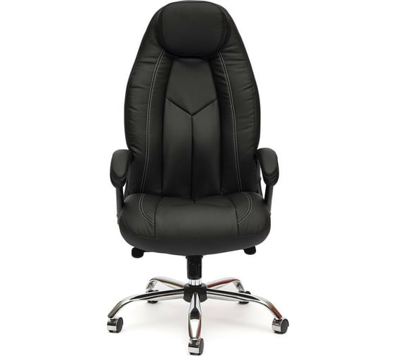 Кресло TetChair BOSS люкс хром кожзам черный/черный перфорированный 36-6/36-6/06 9160
