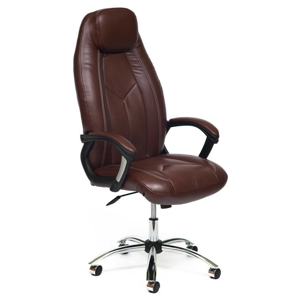 Кресло TetChair BOSS хром кожзам коричневый/коричневый перфорированный ...