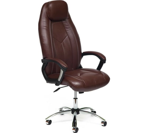 Кресло TetChair BOSS хром кожзам коричневый/коричневый перфорированный 2 TONE/2 TONE /06 10540 1