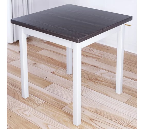 Стол кухонный Solarius Классика с квадратной белой столешницей из массива сосны 40 мм и ножками цвета венге, 80x80x75 см 600-10261 1