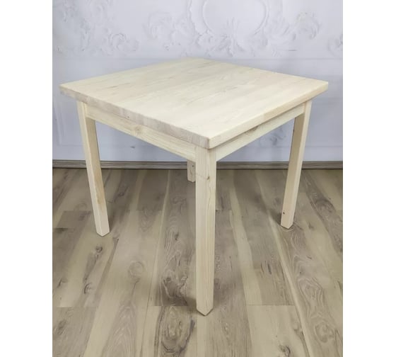 Стол кухонный Solarius Классика с квадратной столешницей из массива сосны 40 мм, 75x75x75 см, без покрытия 600-10214 1