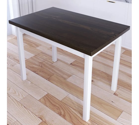 Стол кухонный Solarius Классика со столешницей цвета темного дуба из массива сосны 40 мм и белыми ножками, 90x60x75 см 600-10311 1