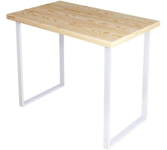 Стол кухонный Solarius Loft из массива сосны, без шлифовки и покраски, 120x80x75 см, с белыми металлическими ножками 700-10218