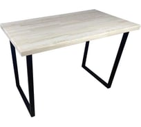 Стол кухонный Solarius Loft из массива сосны, без шлифовки и покраски, 120x75x75 см, с черными металлическими ножками 700-10203