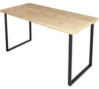 Стол кухонный Solarius Loft из массива сосны, без шлифовки и покраски, 130x70x75 см, с черными металлическими ножками 700-10206
