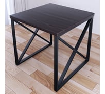 Стол кухонный Solarius Loft с квадратной столешницей цвета венге из массива сосны 40 мм и черными металлическими крестообразными ножками, 70x70x75 см 702-10198