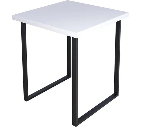 Стол кухонный Solarius Loft с квадратной столешницей белого цвета из массива сосны 40 мм и черными металлическими ножками, 75x75x75 см 700-10166 1