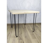 Стол кухонный Solarius Loft с квадратной столешницей без покрытия из массива сосны 40 мм и металлическими ножками-шпильками, 75x75x75 см 710-10019