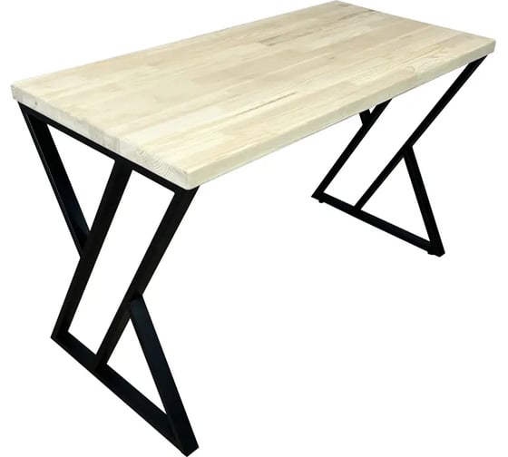 Стол кухонный Solarius Loft с лакированной столешницей из массива сосны 40 мм и черными металлическими Z-образными ножками, 90x70x75 см 703-10425 1