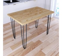 Стол кухонный Solarius Loft с лакированной столешницей из массива сосны 40 мм на черных металлических ножках-шпильках, 100x75x75 см 710-10458