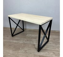 Стол кухонный Solarius Loft со столешницей без шлифовки и покрытия из массива сосны 40 мм и черными металлическими крестообразными ножками, 100x70x75 см 702-10466