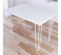 Стол кухонный Solarius Loft со столешницей белого цвета из массива сосны 40 мм на белых металлических ножках-шпильках, 110x70x75 см 710-10303