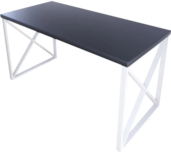 Стол кухонный Solarius Loft со столешницей цвета антрацит из массива сосны 40 мм и белыми металлическими крестообразными ножками, 140x60x75 см 702-10103 1