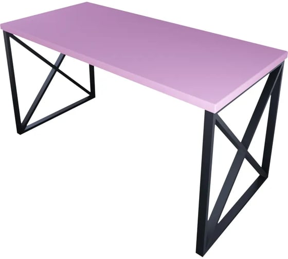 Стол кухонный Solarius Loft со столешницей розового цвета из массива сосны 40 мм и черными металлическими крестообразными ножками, 140x80x75 см 702-10132 1