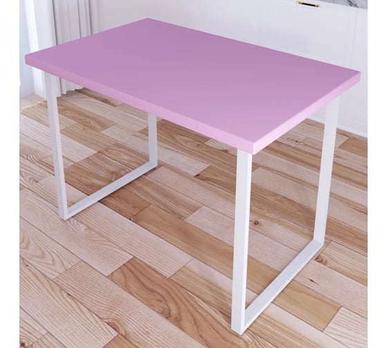 Стол кухонный Solarius Loft со столешницей розового цвета из массива сосны 40 мм и белыми металлическими ножками, 80x60x75 см 700-10293 1